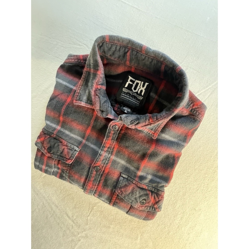 Fox Racing Longsleeve Full Button Flannel Shirt Mens Medium Multi-color SZ XL